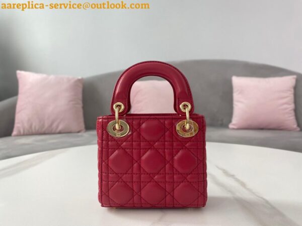 Replica Dior Lady Dior Micro Bag In Red Cannage Lambskin 6