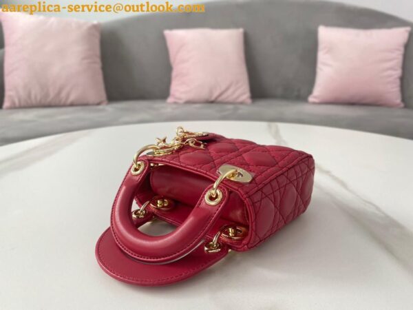 Replica Dior Lady Dior Micro Bag In Red Cannage Lambskin 10