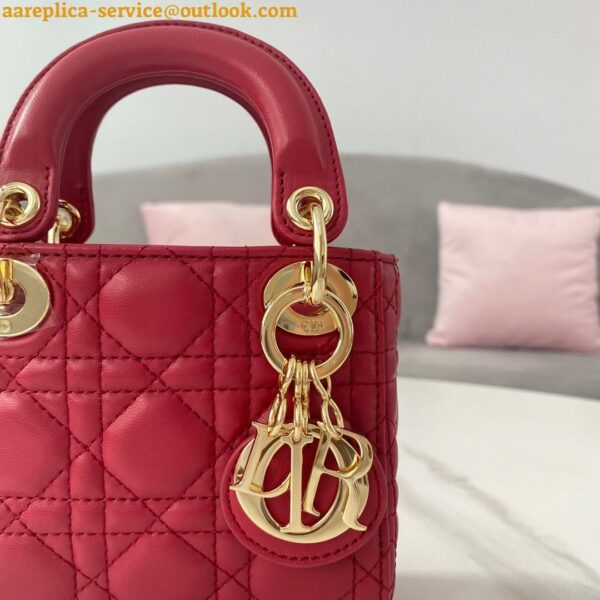 Replica Dior Lady Dior Micro Bag In Red Cannage Lambskin 11