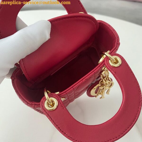 Replica Dior Lady Dior Micro Bag In Red Cannage Lambskin 12