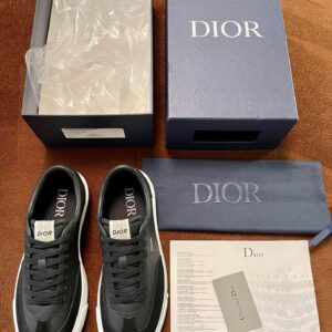 Replica Dior Men's B101 Sneakers In Black Calfskin