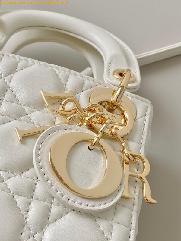 Replica Dior Lady Dior Micro Bag In White Cannage Lambskin 3