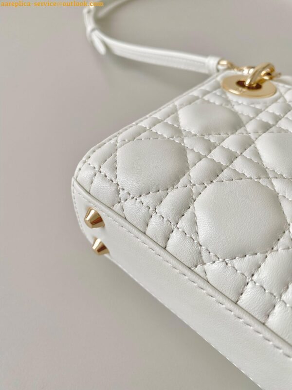 Replica Dior Lady Dior Micro Bag In White Cannage Lambskin 4