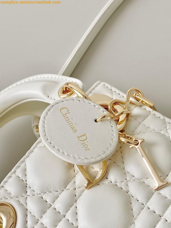 Replica Dior Lady Dior Micro Bag In White Cannage Lambskin 9