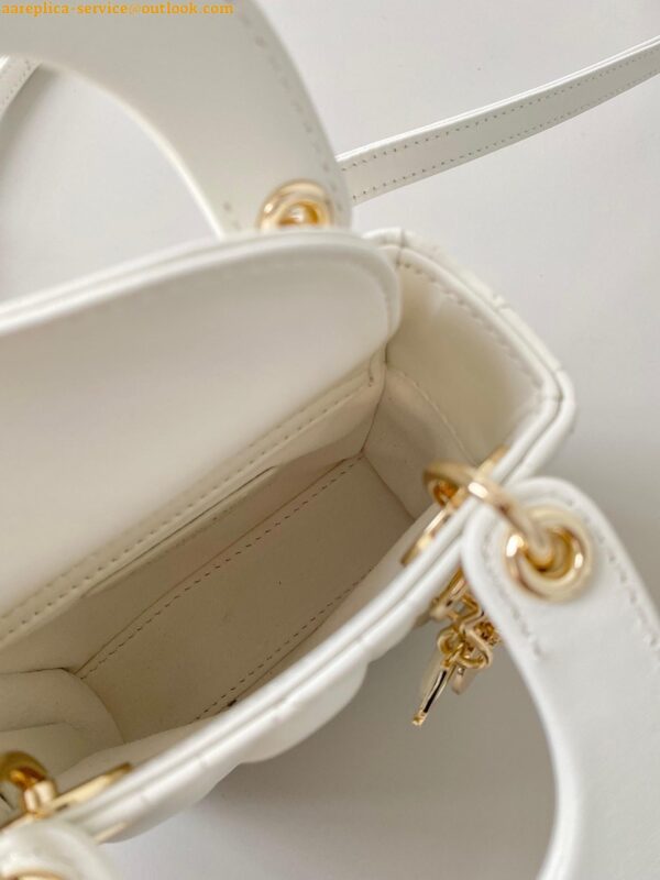 Replica Dior Lady Dior Micro Bag In White Cannage Lambskin 10