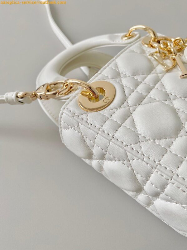 Replica Dior Lady Dior Micro Bag In White Cannage Lambskin 11