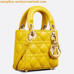 Replica Dior Lady Dior Micro Bag In Yellow Cannage Lambskin