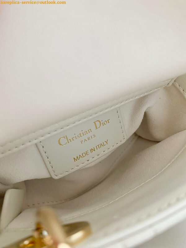 Replica Dior Lady Dior Micro Bag In White Cannage Lambskin 10