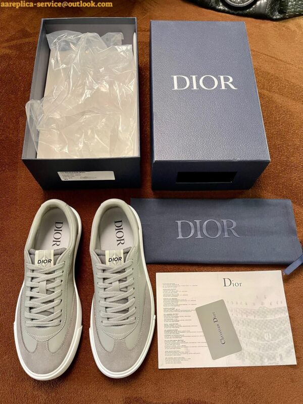 Replica Dior Men's B101 Sneakers In Grey Suede Calfskin 7