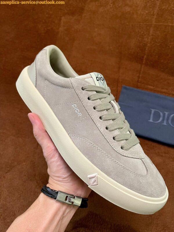 Replica Dior Men's B101 Sneakers In Grey Suede Calfskin 10