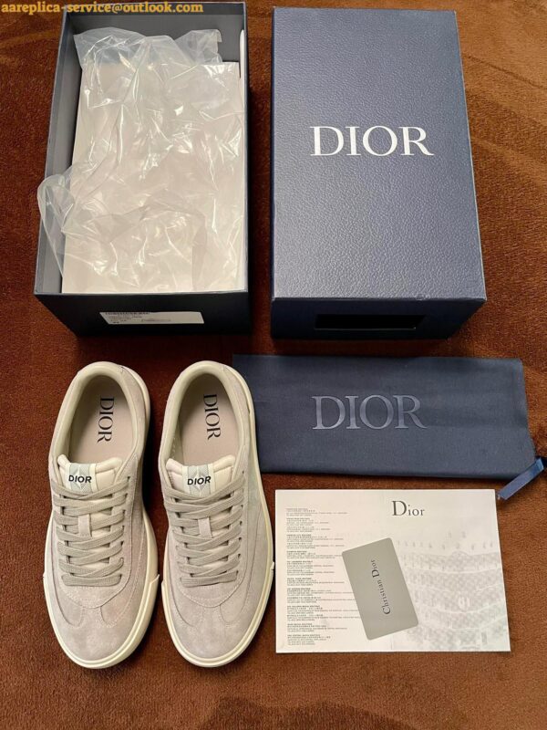 Replica Dior Men's B101 Sneakers In Grey Suede Calfskin 11