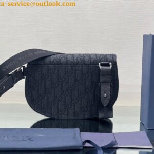 Replica Dior Men's Saddle Pouch in Black Dior Oblique Jacquard 2