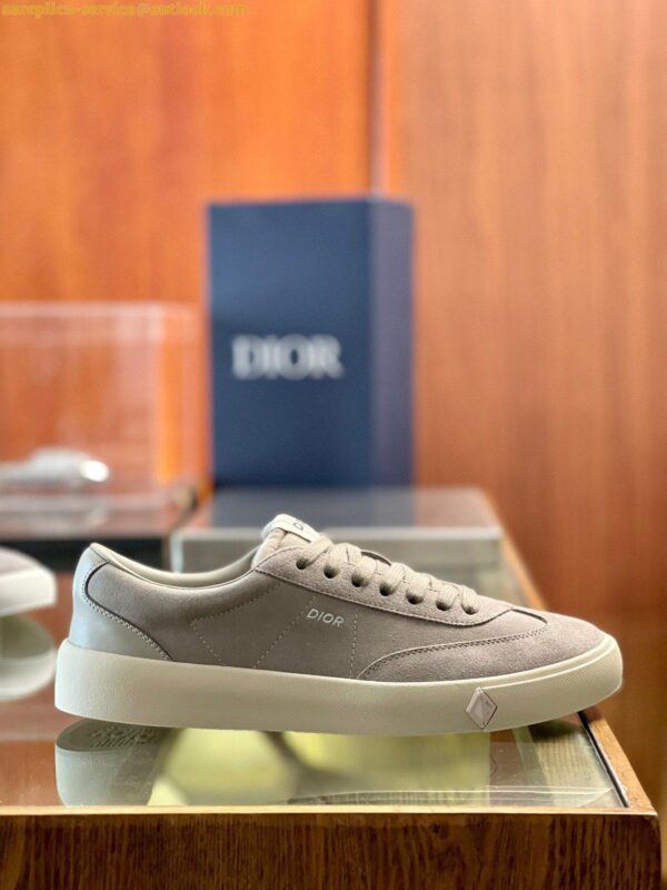 Replica Dior Men's B101 Sneakers In Grey Suede Calfskin 12