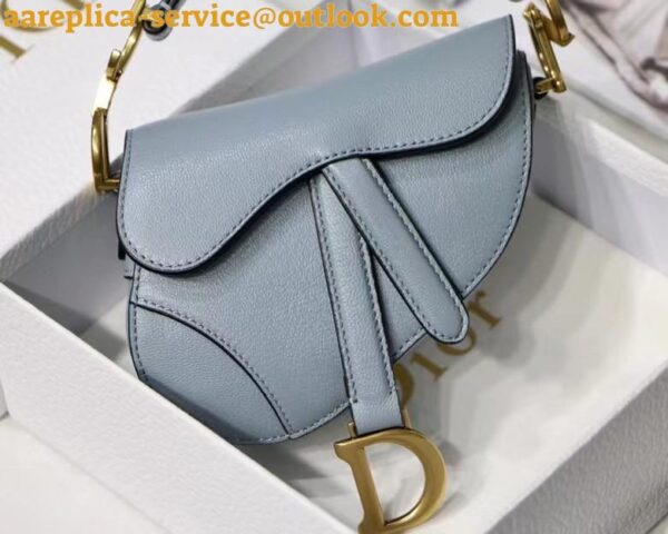Replica Dior Saddle Micro Bag In Cloud Blue Goatskin 6