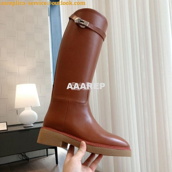 Replica Hermes Honey Boot in Heritage calfskin with rubber sole with c 8