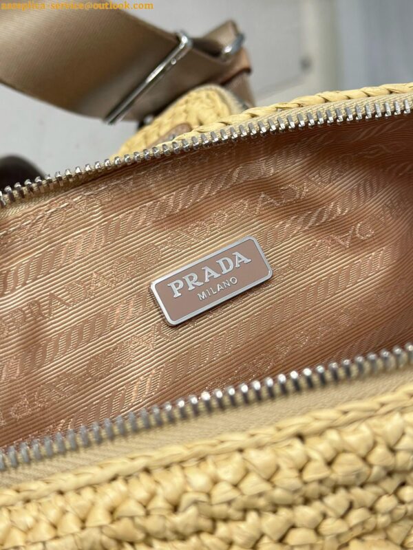 Replica Prada Triangle Crochet Bag in Beige Raffia-effect Yarn 12