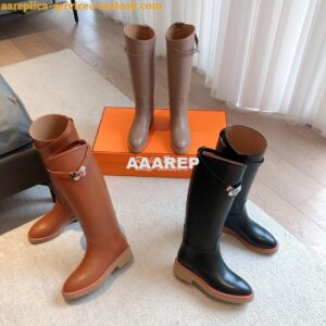 Replica Hermes Honey Boot in Heritage calfskin with rubber sole with c