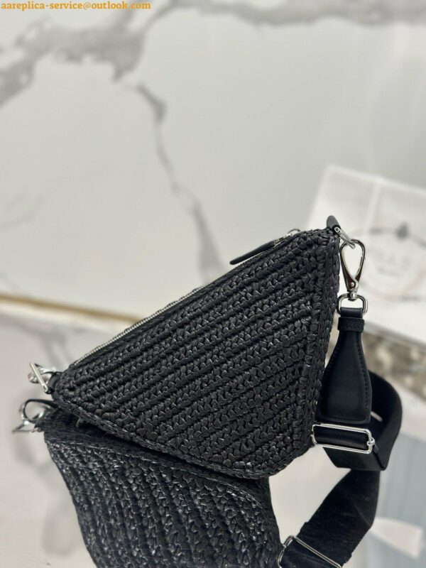 Replica Prada Triangle Crochet Bag in Black Raffia-effect Yarn 5