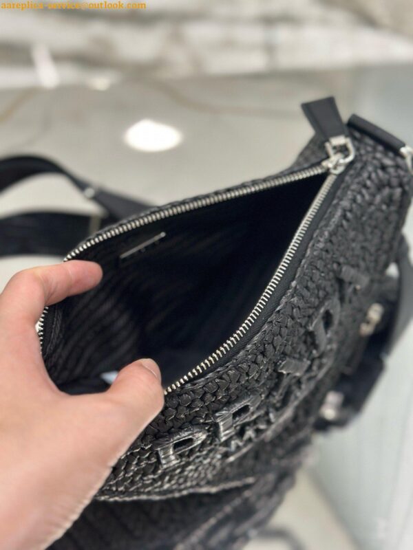 Replica Prada Triangle Crochet Bag in Black Raffia-effect Yarn 6