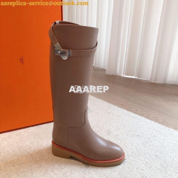 Replica Hermes Honey Boot in Heritage calfskin with rubber sole with c 6