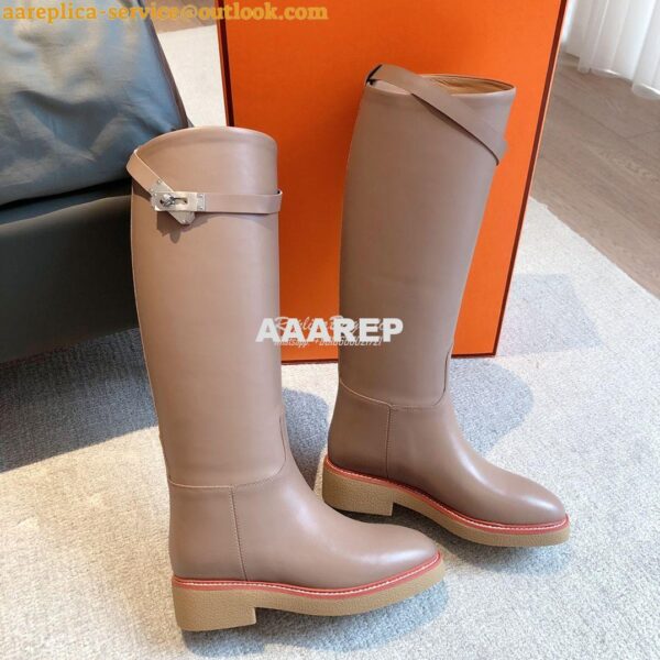 Replica Hermes Honey Boot in Heritage calfskin with rubber sole with c 7