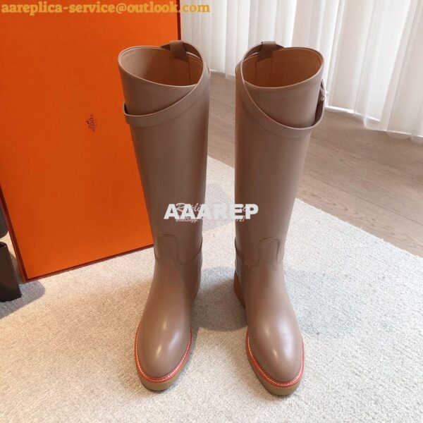 Replica Hermes Honey Boot in Heritage calfskin with rubber sole with c 8