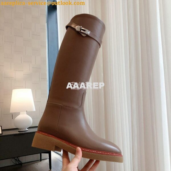 Replica Hermes Honey Boot in Heritage calfskin with rubber sole with c 10