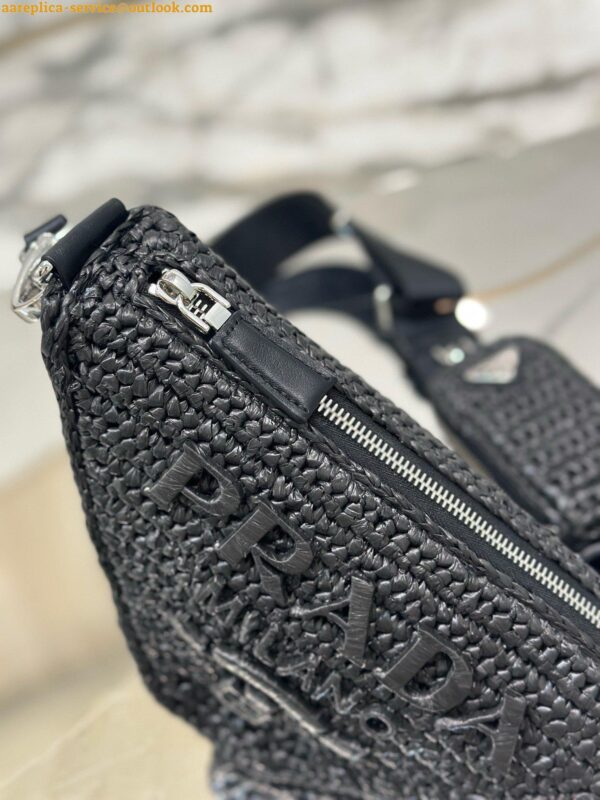 Replica Prada Triangle Crochet Bag in Black Raffia-effect Yarn 12