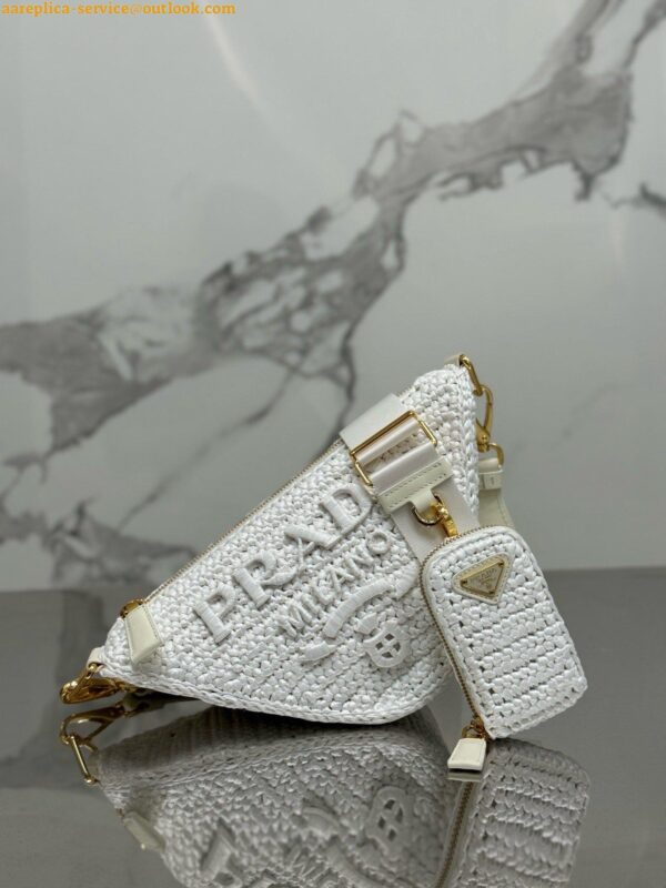 Replica Prada Triangle Crochet Bag in White Raffia-effect Yarn 7