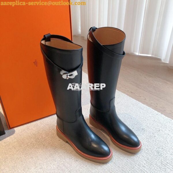 Replica Hermes Honey Boot in Heritage calfskin with rubber sole with c 6