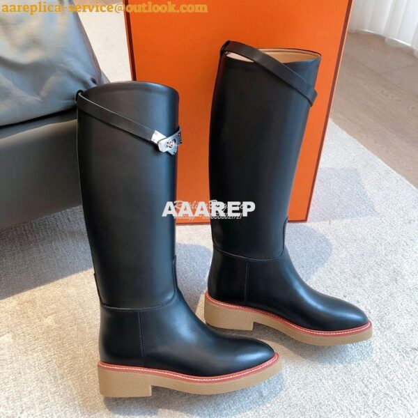 Replica Hermes Honey Boot in Heritage calfskin with rubber sole with c 8