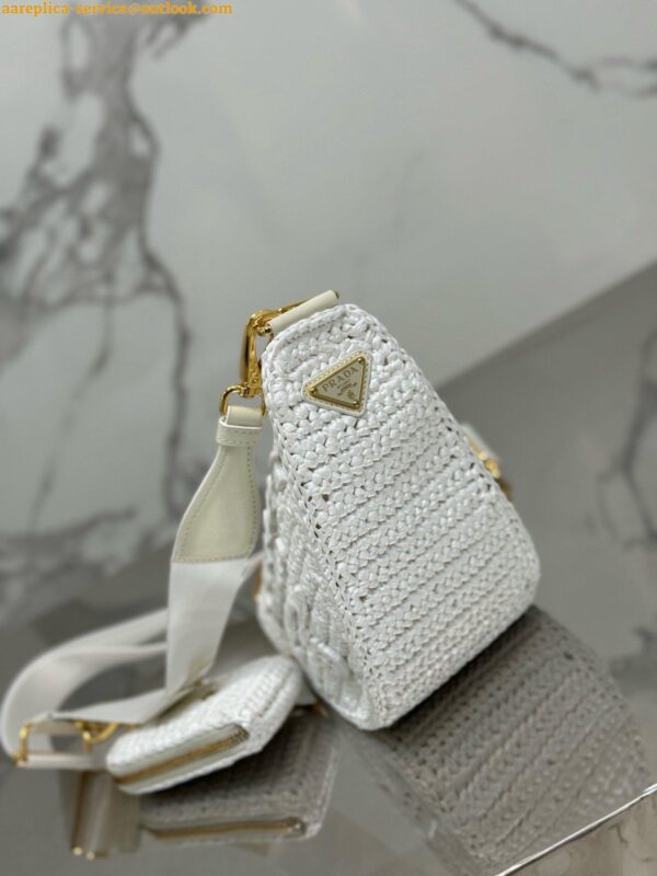 Replica Prada Triangle Crochet Bag in White Raffia-effect Yarn 9