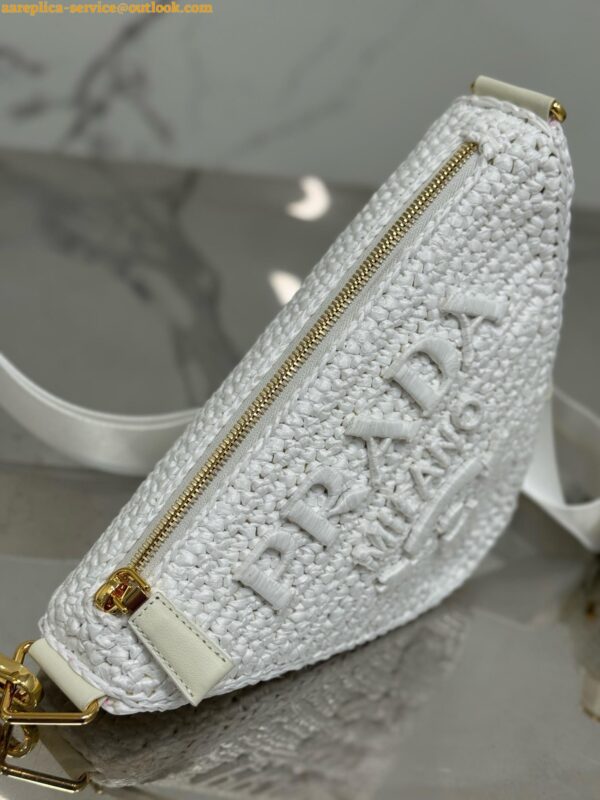 Replica Prada Triangle Crochet Bag in White Raffia-effect Yarn 13