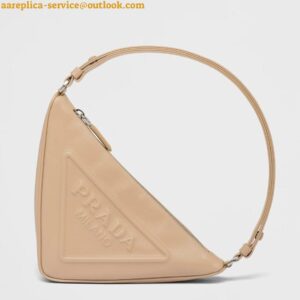 Replica Prada Triangle Pouch Bag In Beige Calfskin