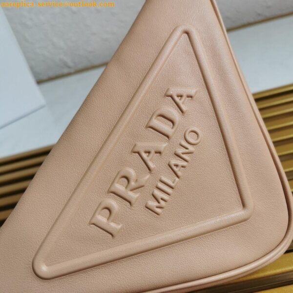 Replica Prada Triangle Pouch Bag In Beige Calfskin 10