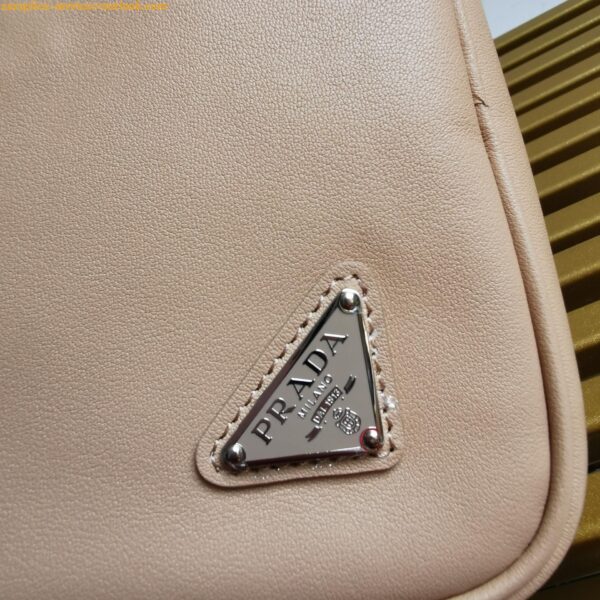 Replica Prada Triangle Pouch Bag In Beige Calfskin 11