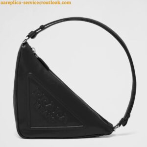 Replica Prada Triangle Pouch Bag In Black Calfskin