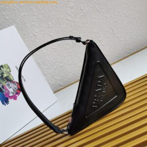 Replica Prada Triangle Pouch Bag In Black Calfskin 2