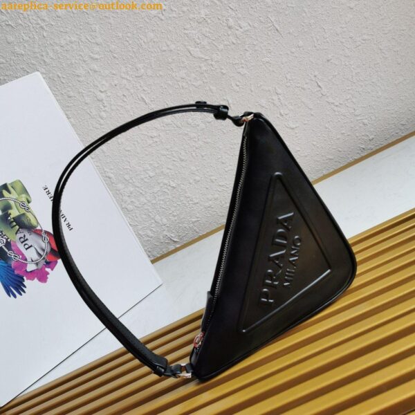 Replica Prada Triangle Pouch Bag In Black Calfskin 4