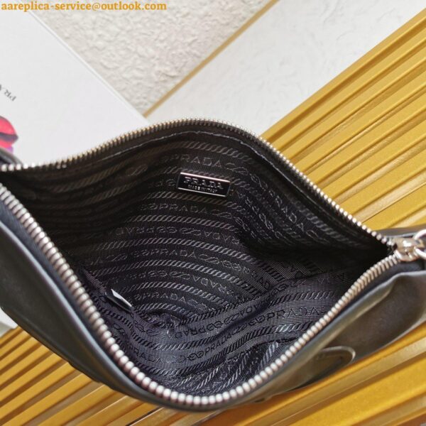 Replica Prada Triangle Pouch Bag In Black Calfskin 8