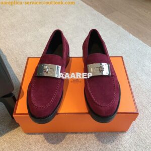 Replica Hermes Hot Loafer in suede goatskin H232074Z Marron