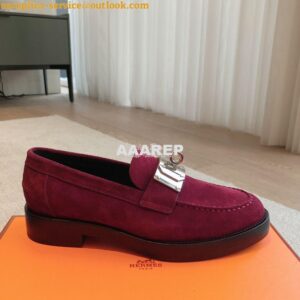 Replica Hermes Hot Loafer in suede goatskin H232074Z Marron 2