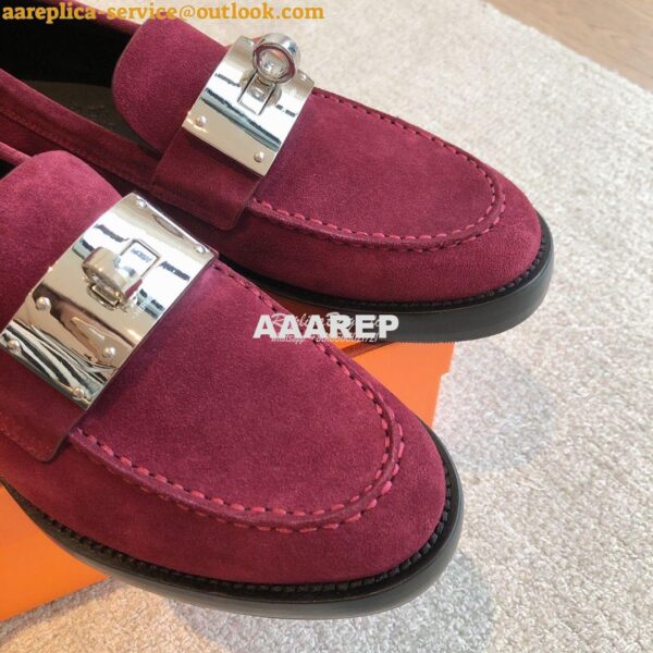 Replica Hermes Hot Loafer in suede goatskin H232074Z Marron 5