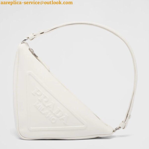 Replica Prada Triangle Pouch Bag In White Calfskin 3