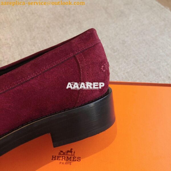 Replica Hermes Hot Loafer in suede goatskin H232074Z Marron 7