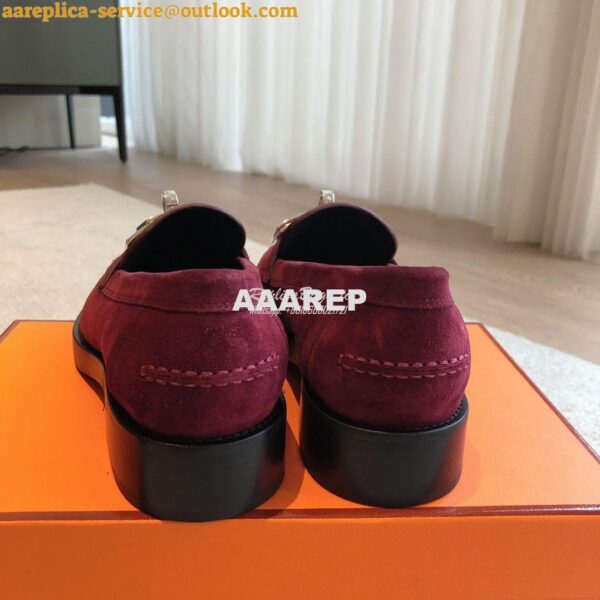 Replica Hermes Hot Loafer in suede goatskin H232074Z Marron 8