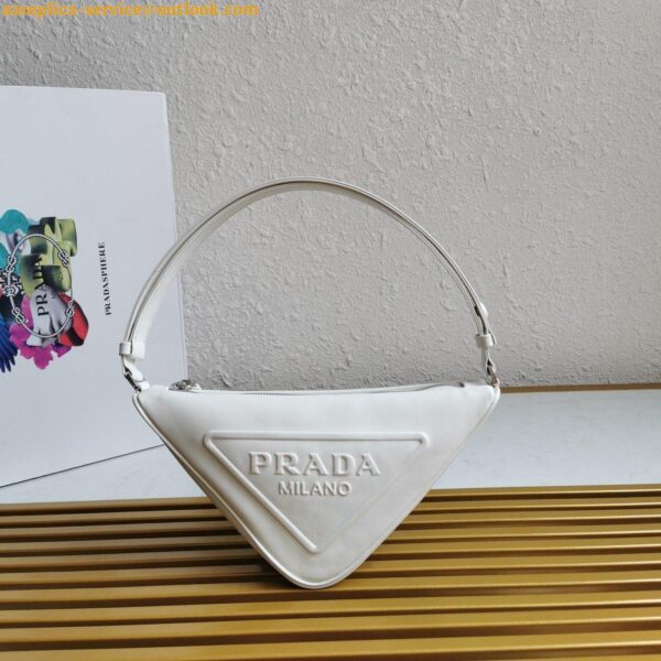 Replica Prada Triangle Pouch Bag In White Calfskin 8