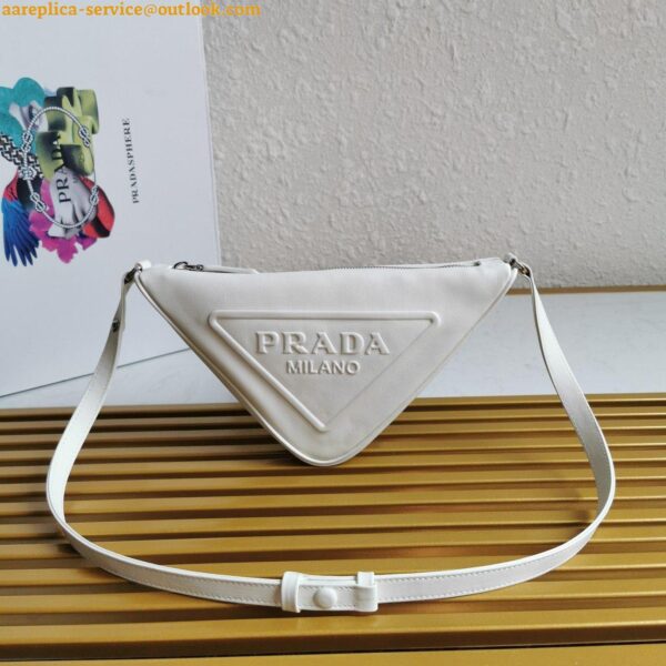 Replica Prada Triangle Pouch Bag In White Calfskin 9