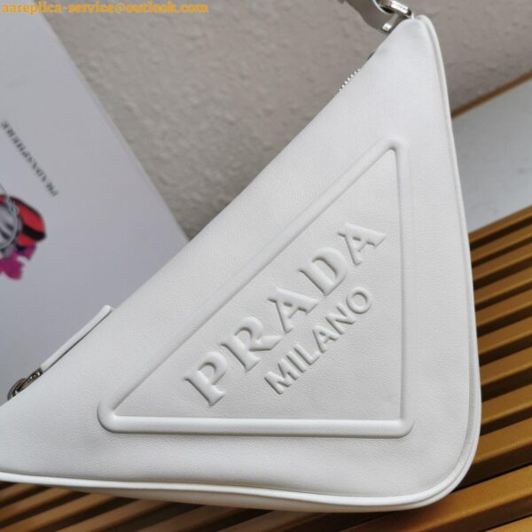 Replica Prada Triangle Pouch Bag In White Calfskin 10