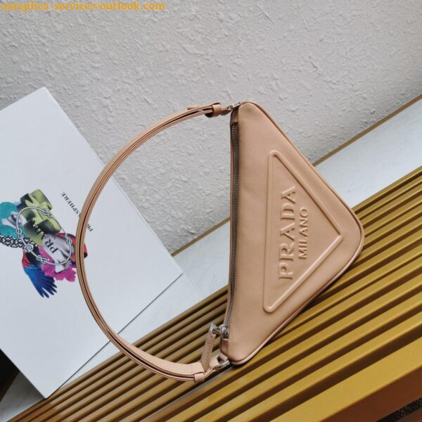 Replica Prada Triangle Shoulder Bag In Beige Calfskin 5